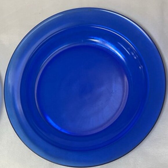 Vintage Arcoroc France Cobalt Blue Glass Plate Dinner & Deserts Plate 7.5" - Picture 4 of 6